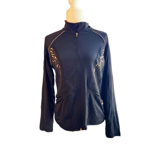 Catherine maladrino Black Lazer Cut Track Jacket, Sz L - Picture 11 of 11